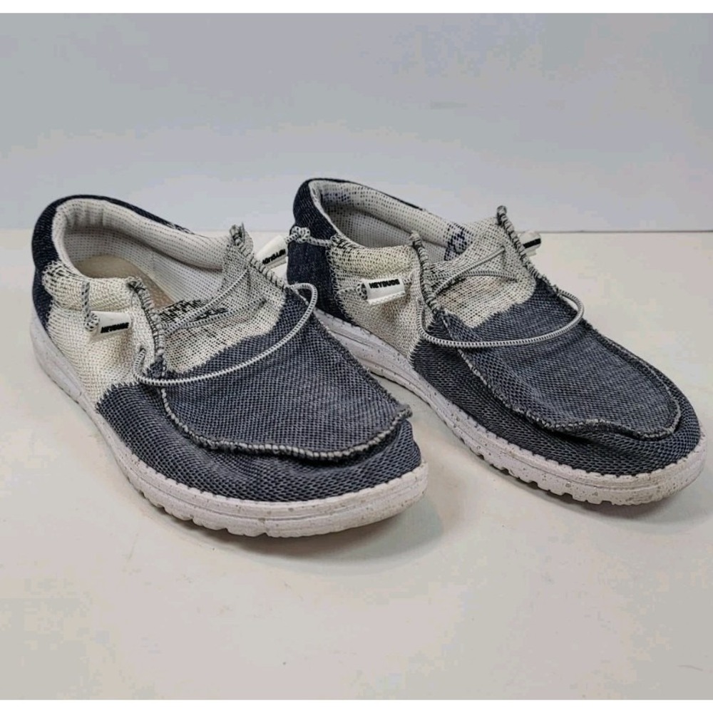 Hey Dude Men's Wally Sox Tri Slip On Shoes Navy White Size 8‎